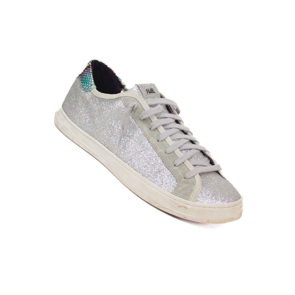 P448 John Sneakers Silver Glitter Ice WMS 42 EUR‎ 11.5 US Made in Italy $270
